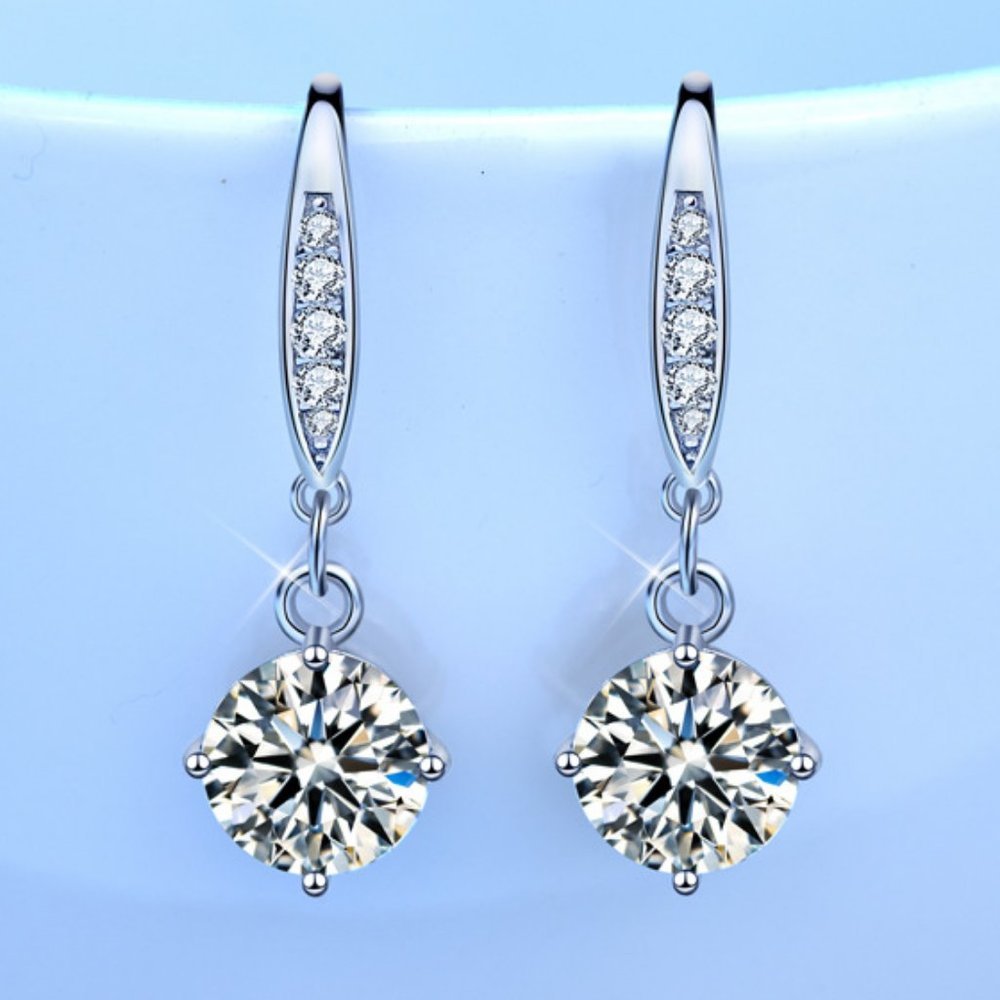 Certified 2ct. t.w. Moissanite Diamond Drop Earrings NEW - Picture 3 of 9